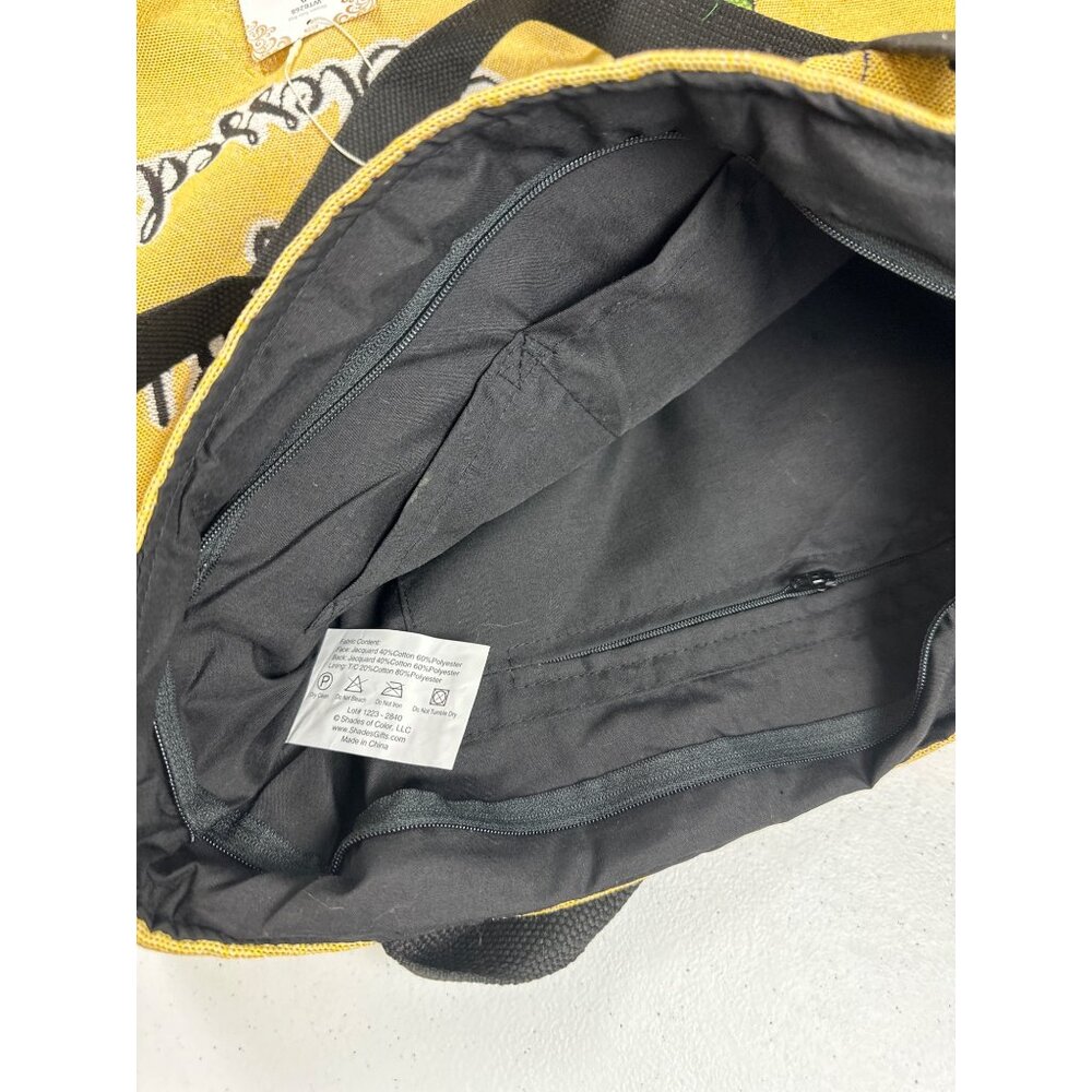Thankful Grateful Blessed Tote Bag With Black Handles – Large   – Yellow & Black - Picture 9 of 11
